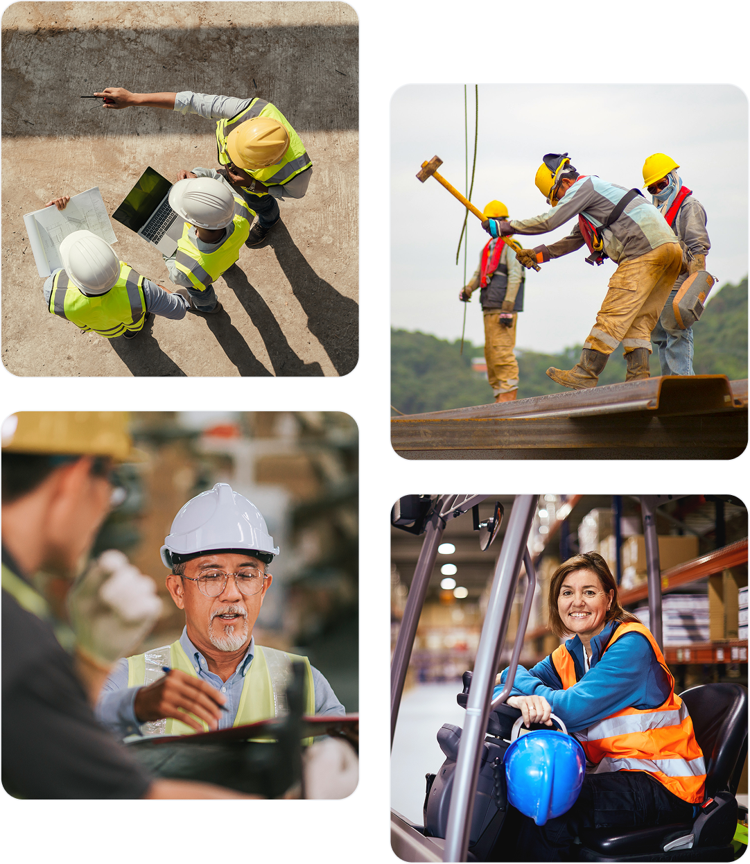 Collection of images showing construction work